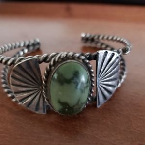 Vintage Sterling silver Malachite bracelet